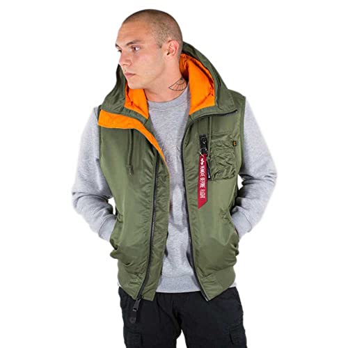 Alpha Industries Herren Hooded MA-1 Vest Weste, Sage-Green, S von ALPHA INDUSTRIES