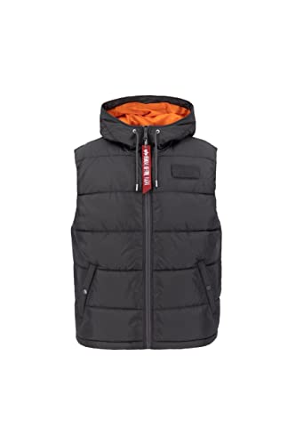 Alpha Industries Herren Hooded Puffer Vest FD Weste, Greyblack, L von ALPHA INDUSTRIES