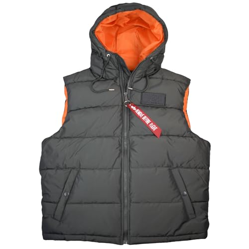 Alpha Industries Herren Hooded Puffer Vest FD Weste, Greyblack, XXX-Large von ALPHA INDUSTRIES