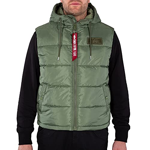 Alpha Industries Herren Hooded Puffer Vest FD Weste, Sage-Green, XL von ALPHA INDUSTRIES