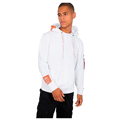 Alpha Industries Herren Hoody Kapuzenpullover, White, S von ALPHA INDUSTRIES