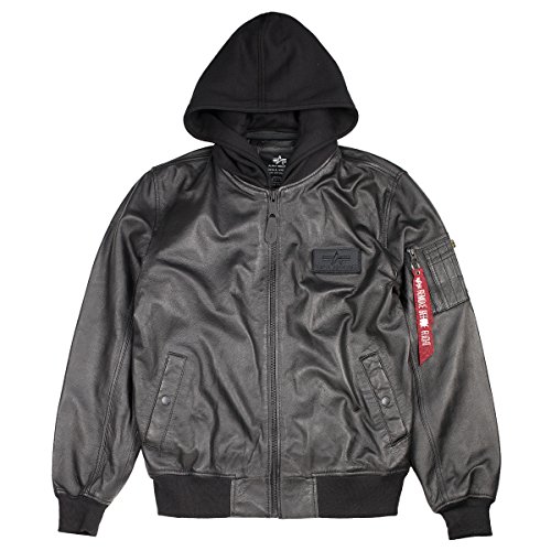 Alpha Industries Herren MA-1 D-Tec Leather LW Lederjacke, Black/Black, S von ALPHA INDUSTRIES