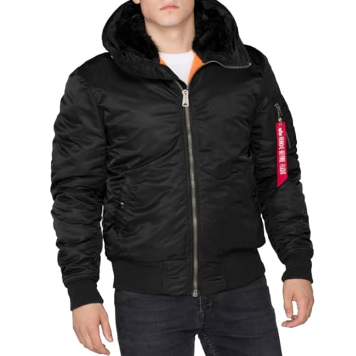 Alpha Industries Herren MA-1 Hooded Bomberjacke, Schwarz (Black 3), XXL von ALPHA INDUSTRIES