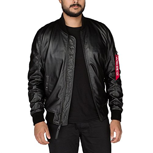 Alpha Industries Herren MA-1 Leather LW II Lederjacke, Black, S von ALPHA INDUSTRIES