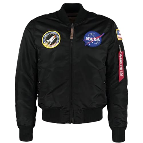 Alpha Industries Herren MA-1 VF NASA Bomberjacke, Black/Lilac, XXL von ALPHA INDUSTRIES