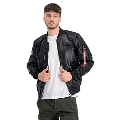 Alpha Industries Herren MA-1 VF Vegan Leather Lederjacke, Black, XXL von ALPHA INDUSTRIES