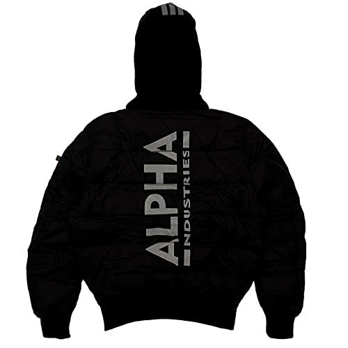 Alpha Industries Herren MA-1 ZH Back Print Puffer FD Winterjacke, Black/Reflective, L von ALPHA INDUSTRIES
