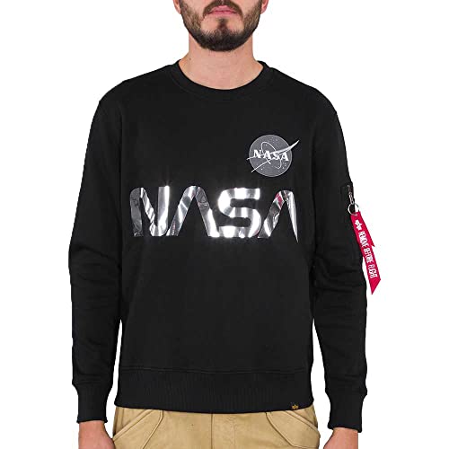 Alpha Industries Herren NASA Reflective Sweater Sweatshirt, Black/Chrome, 5XL Alpha Industries Herren NASA Reflective Sweater Sweatshirt, Black/Chrome, 5XL von ALPHA INDUSTRIES