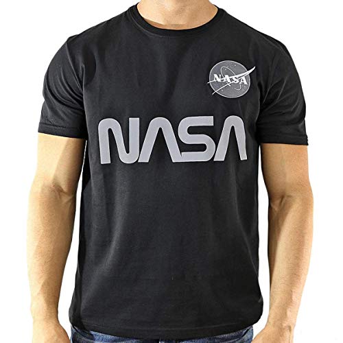 Alpha Industries Herren NASA Reflective T-Shirt, Black, 5XL von ALPHA INDUSTRIES