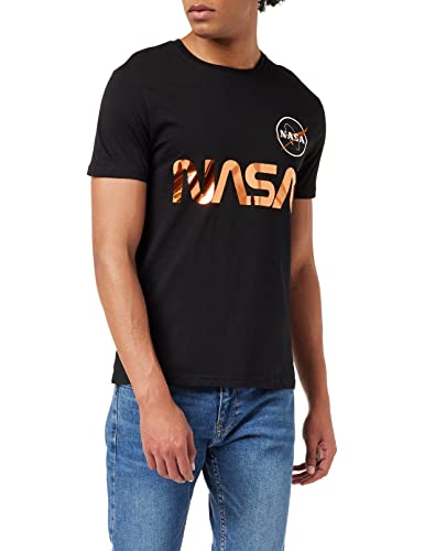 Alpha Industries Herren NASA Reflective T-Shirt, Black/Copper, 4XL von ALPHA INDUSTRIES