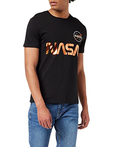 Alpha Industries Herren NASA Reflective T-Shirt, Black/Copper, XXL von ALPHA INDUSTRIES