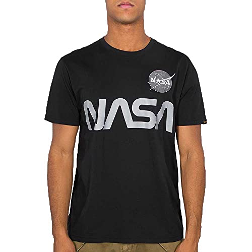 Alpha Industries Herren NASA Reflective T-Shirt, Schwarz, L von Alpha Industries