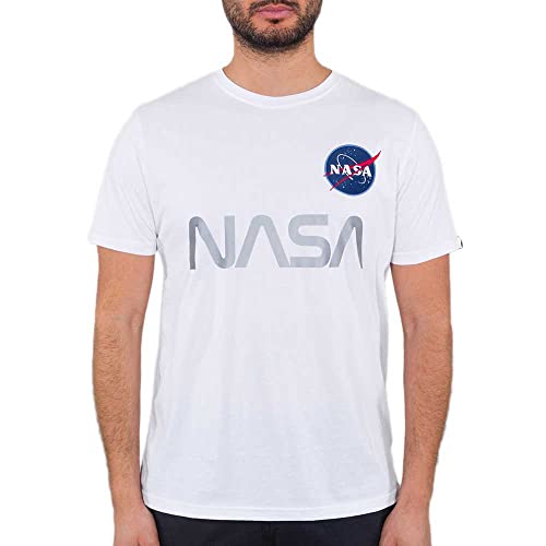 Alpha Industries Herren NASA Reflective T-Shirt, White, L von Alpha Industries