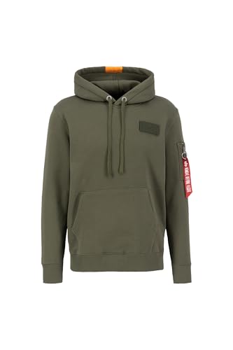 Alpha Industries Herren Red Stripe Hoody Kapuzenpullover, Dark Green, L von Alpha Industries