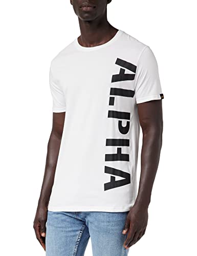 Alpha Industries Herren Side Print T-Shirt, White, XL von ALPHA INDUSTRIES