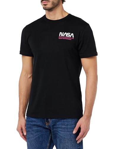 Alpha Industries Herren Skylab NASA T-Shirt, Black/Magenta, Large von ALPHA INDUSTRIES