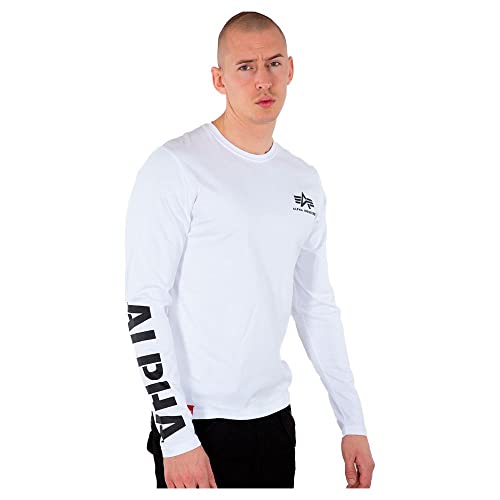 Alpha Industries Herren Sleeve Print Heavy LS Longsleeve T-Shirt, White, XXL von ALPHA INDUSTRIES