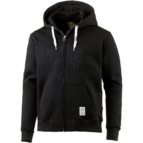 ALPHA INDUSTRIES 3D Kapuzenpullover, Reißverschluss, Sweatjacke für Herren – Schwarz, 36, Schwarz, S von ALPHA INDUSTRIES