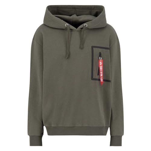 Alpha Industries Herren Taped Pocket Hoody Kapuzensweat Kapuzenpullover, Dark Olive, XXL von ALPHA INDUSTRIES