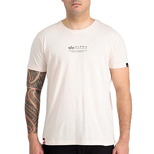 Alpha Industries Herren Wording T Rundhalsausschnitt T-Shirt, Jet Stream White, 56 von ALPHA INDUSTRIES