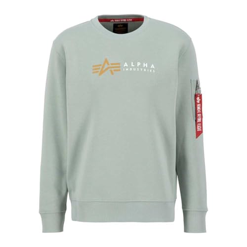 Alpha Industries Label Sweater Sweatshirt für Herren Dusty Green von Alpha Industries