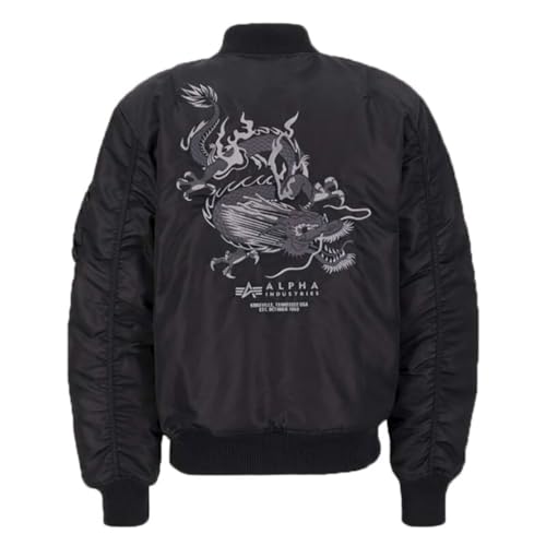 Alpha Industries MA-1 Dragon EMB Bomberjacke für Herren Black/Black von ALPHA INDUSTRIES