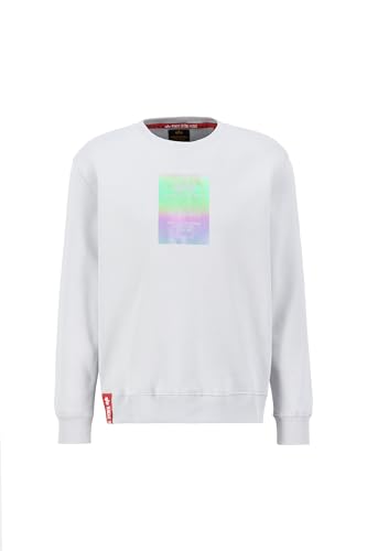Alpha Industries Rainbow Refl. Label Sweater stylischer Sweater für Herren Pastel Grey von ALPHA INDUSTRIES