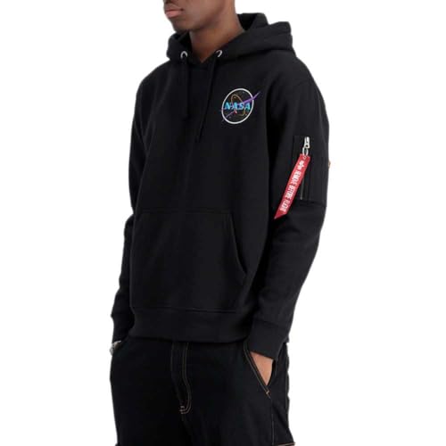 Alpha Industries Space Shuttle Hoody Kapuzensweat für Herren Black/Neon Purple von ALPHA INDUSTRIES