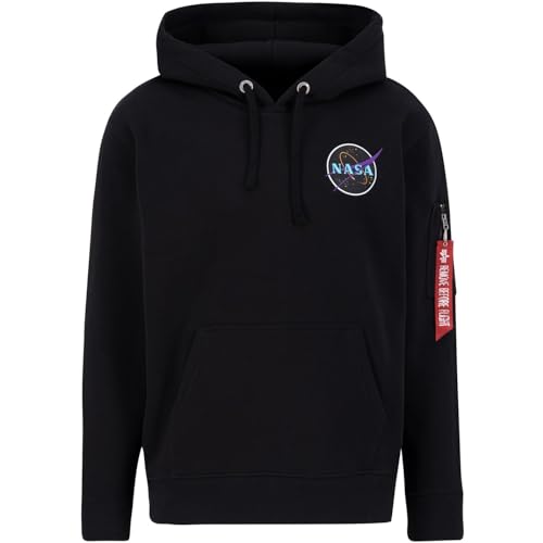 Alpha Industries Space Shuttle Hoody Kapuzensweat für Herren Black/Neon Purple von ALPHA INDUSTRIES