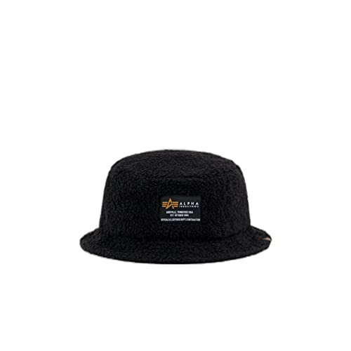 ALPHA INDUSTRIES Herren Alpha Industries Teddy Bucket Hat Stylischer Unisex Fischerhut Hut, Schwarz, Einheitsgröße EU von ALPHA INDUSTRIES