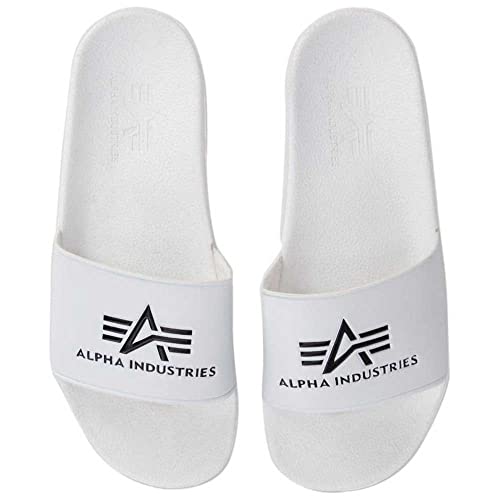 Alpha Industries Unisex Alpha Slider Bequeme Badeslipper für Herren Slipper, White, 37 EU von ALPHA INDUSTRIES