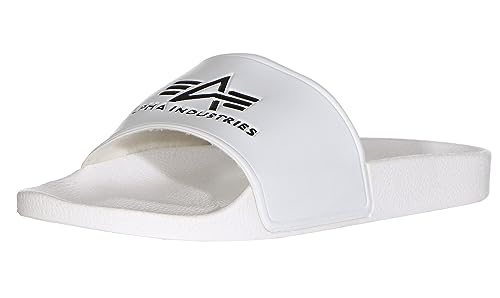 Alpha Industries Unisex Alpha Slider Bequeme Badeslipper für Herren Slipper, White, 39 EU von ALPHA INDUSTRIES