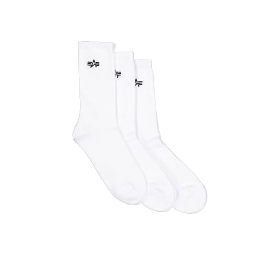 Alpha Industries Unisex Basic 3 Pack Socken, White, 39/42 von Alpha Industries