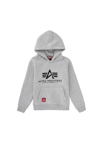 Alpha Industries Unisex Kinder Basic Hoody, Grey Heather, 170/176 von ALPHA INDUSTRIES