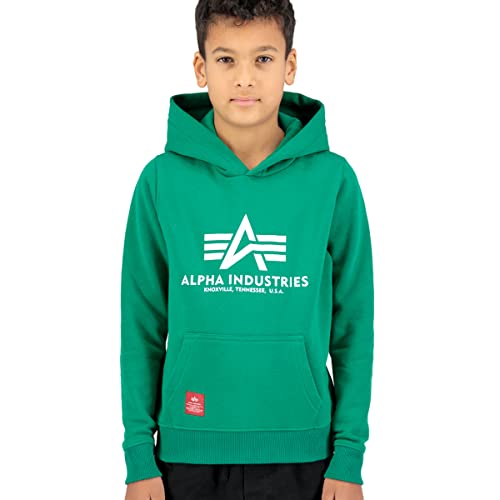 Alpha Industries Unisex Kinder Basic Hoody Kapuzensweat für Kids und Teens Kapuzenpullover, Jungle Green, 16 Años von ALPHA INDUSTRIES