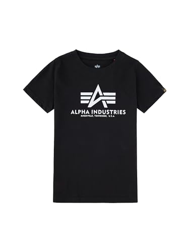 Alpha Industries Unisex Kinder Basic Kids und Teens T-Shirt, Black, 10 von ALPHA INDUSTRIES