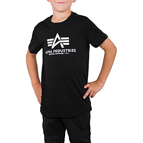 Alpha Industries Unisex Kinder Basic Kids und Teens T-Shirt, Black, 12 von ALPHA INDUSTRIES