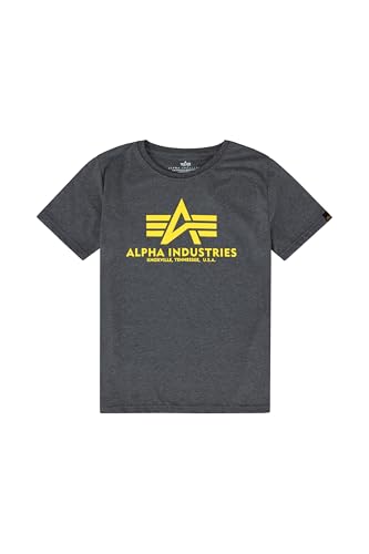 Alpha Industries Unisex Kinder Basic T, Charcoal Heather, 128 von ALPHA INDUSTRIES