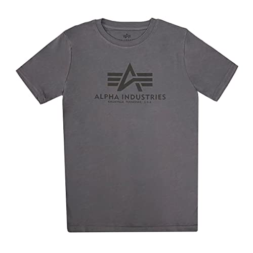 Alpha Industries Unisex Kinder Basic T T-Shirt, Greyblack/Black, 146-152 cm von ALPHA INDUSTRIES