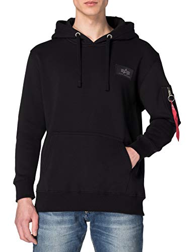 Alpha Industries Herren Back Print Hoody Foil Kapuzenpullover, Black/Chrome, XL von ALPHA INDUSTRIES