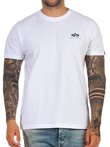 Alpha Industries Herren Backprint T-Shirt, White, M von ALPHA INDUSTRIES