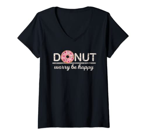 Damen Donut Worry Be Happy T-Shirt T-Shirt mit V-Ausschnitt Damen Donut Worry Be Happy T-Shirt T-Shirt mit V-Ausschnitt von ALPHA INDUSTRIES