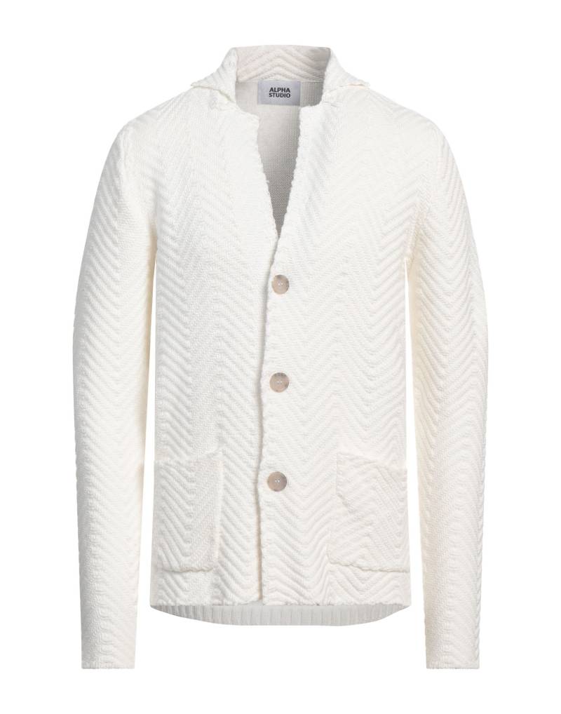 ALPHA STUDIO Strickjacke Herren Weiß von ALPHA STUDIO