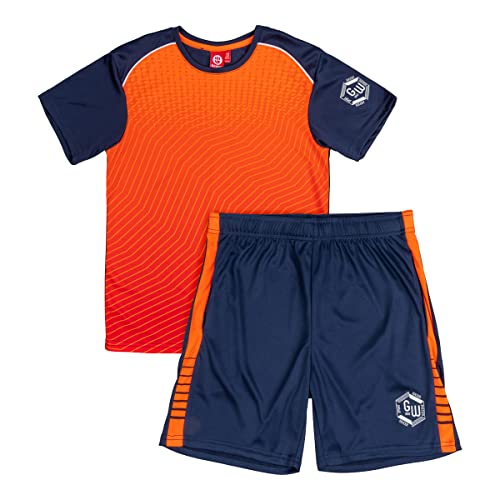 ALPHADVENTURE Sport-Set für Kinder, Trainingsanzug, kurzärmeliges T-Shirt und kurze Hose, 6 bis 14 Jahre, RESAN NEON ORANGE/NAVY, 8 von ALPHADVENTURE