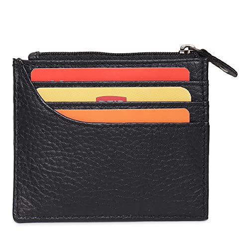 Geldbörse aus echtem Leder, RFID-Blockierung, Vordertasche, schmale Bifold Geldbörse für Männer, Herren-Geldbörse, Bifold Geldbörse, minimalistische Brieftaschen, Black Grainy, Medium von ALPHAHIDE