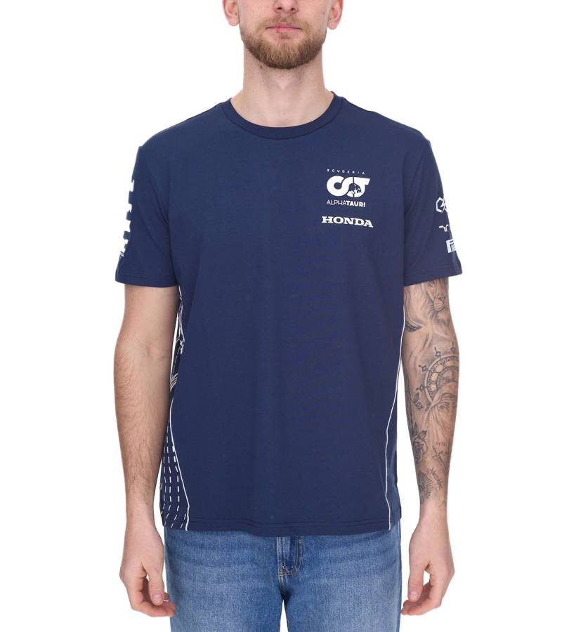 ALPHATAURI Formel 1 F1 Herren Baumwoll-Shirt Rundhals-Shirt Freizeit-Shirt SAT23026 Dunkelblau von ALPHATAURI