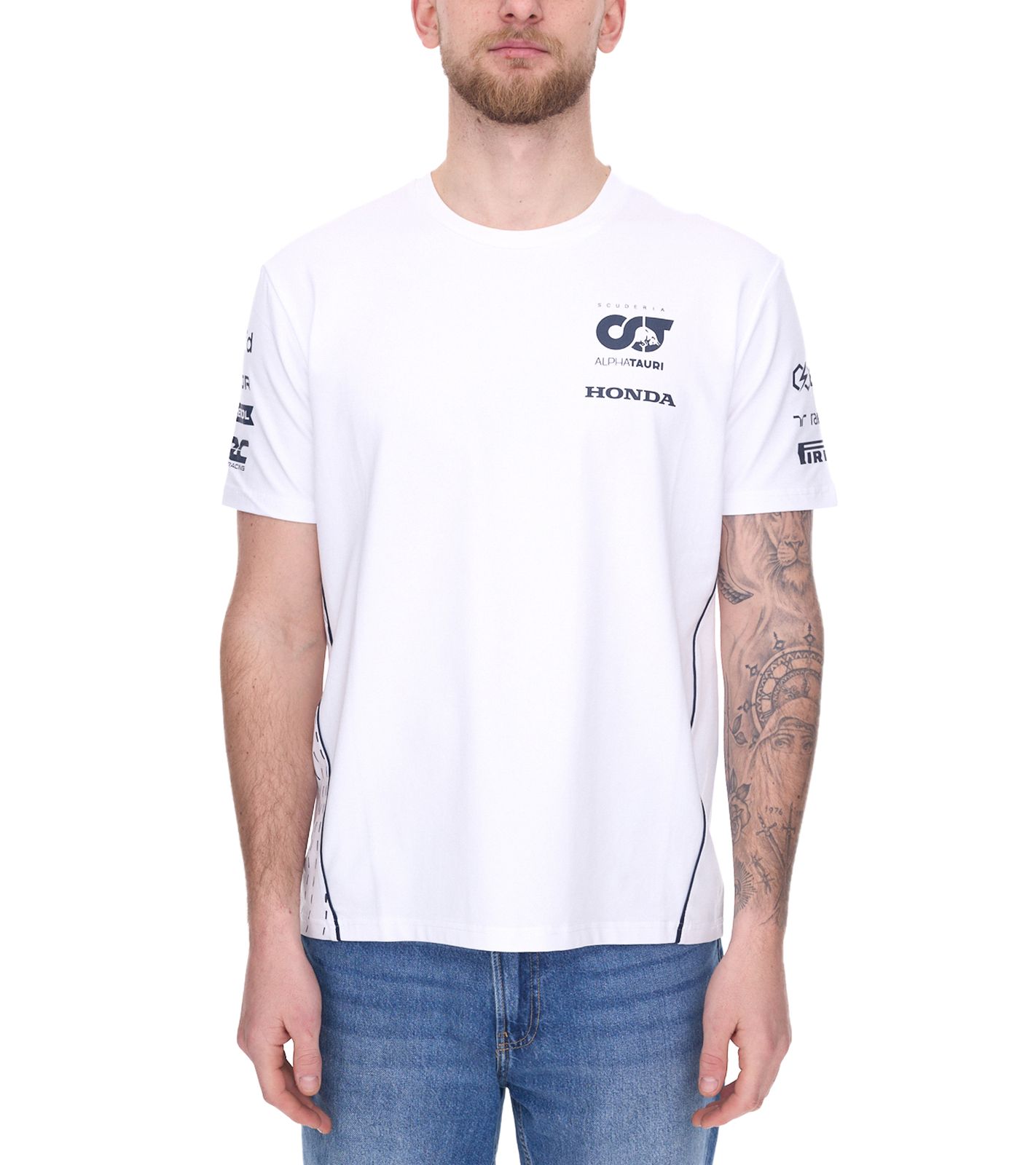 ALPHATAURI Formel 1 F1 Herren Baumwoll-Shirt Rundhals-Shirt Freizeit-Shirt SAT23026 Weiß von ALPHATAURI