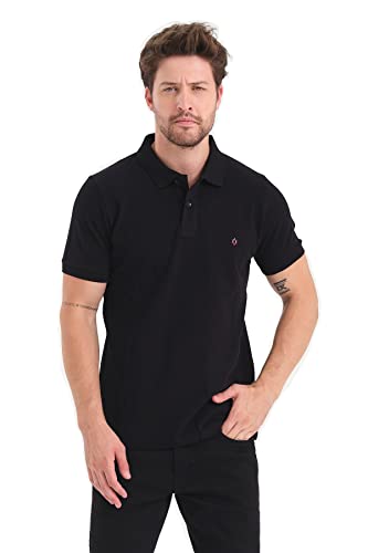 ALPHAUOMO Herren Poloshirt Design der Neuen Saison Hochwertige Poloshirt für Männer Comfort Fit 301 (as3, Alpha, l, Schwarz, L) von ALPHAUOMO