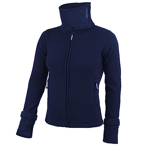 ALPIDEX Damen Fleecejacke Hoher Stehkragen Daumenlöcher Tailierte Winter Fleece Jacke Antipilling Warm Weich Full Zip Fleecepullover Microfleece Wandern Outdoor, Größe:L, Farbe:Navy von ALPIDEX