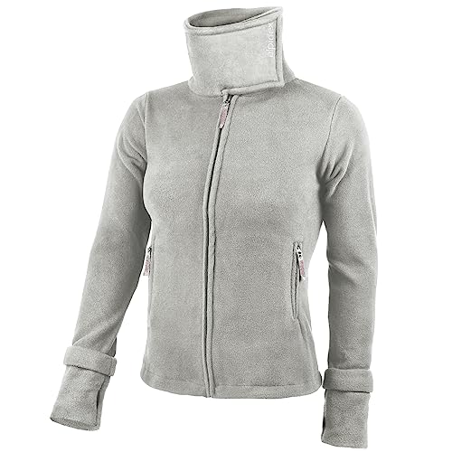 ALPIDEX Damen Fleecejacke Hoher Stehkragen Daumenlöcher Tailierte Winter Fleece Jacke Antipilling Warm Weich Full Zip Fleecepullover Microfleece Wandern Outdoor, Größe:S, Farbe:Grey von ALPIDEX